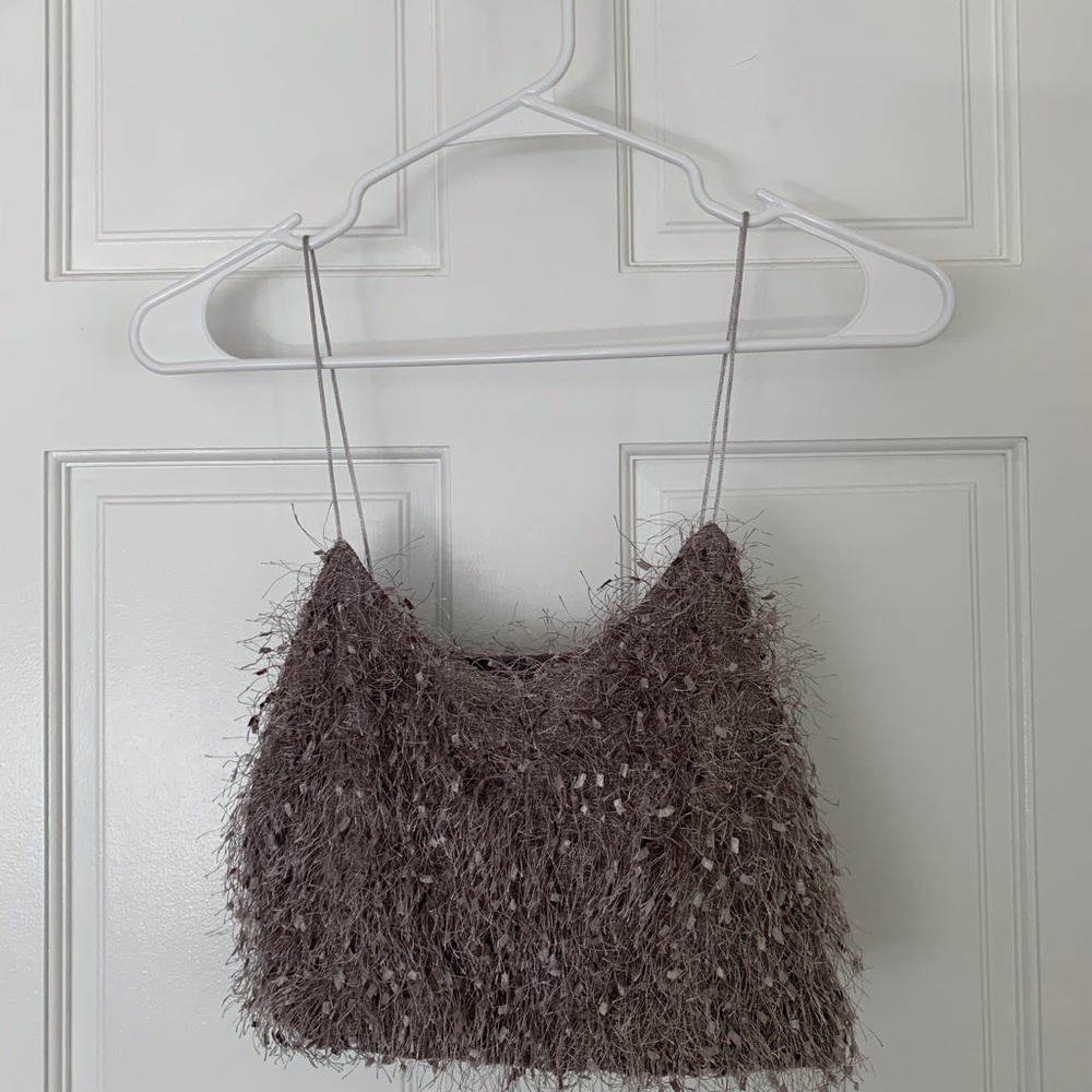 Hayden thin strap fuzzy tank. Soft not scratchy.